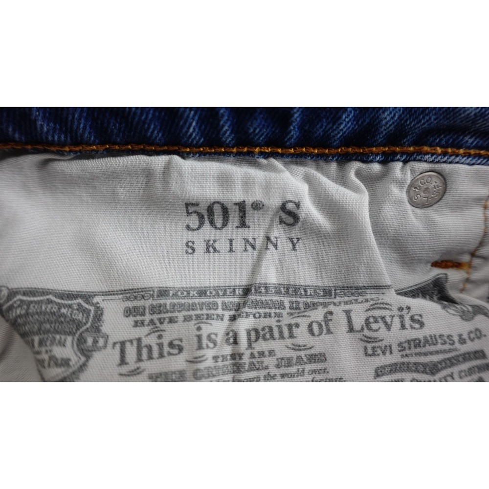 Levi's 501 Skinny Jeans FITS 27x27 Button Fly Medium Wash Denim Red Tab - Picture 10 of 16
